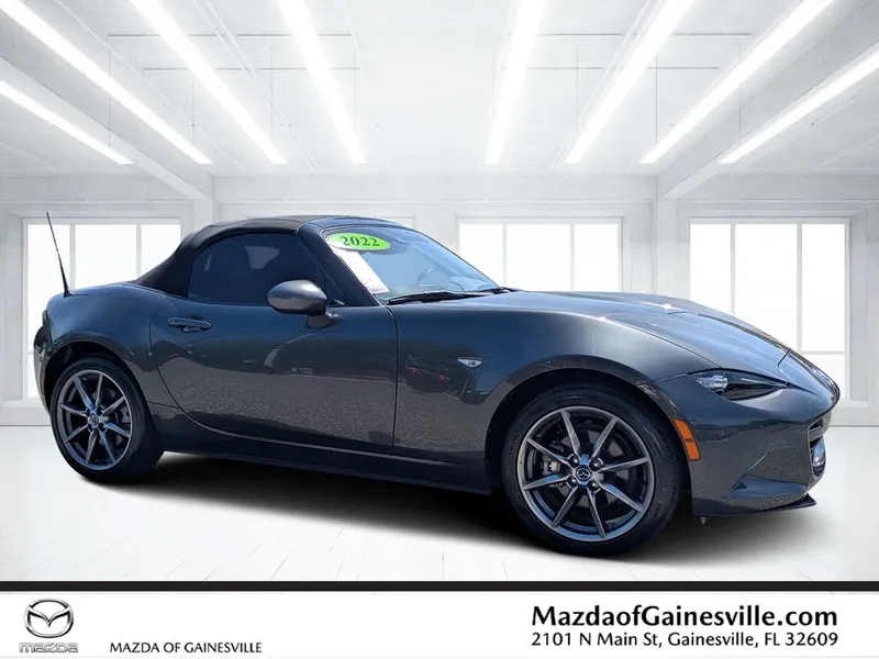 2022 Mazda MX-5 Miata Grand Touring in Gray — front three-quarter view