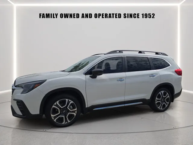 2024 Subaru Ascent Touring in Crystal White Pearl — front three-quarter view