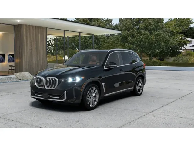 2026 BMW X5 xDrive50e in Black Sapphire Metallic — front three-quarter view