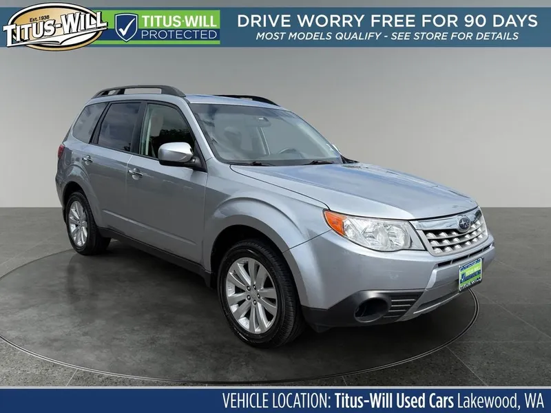 2012 Subaru Forester 2.5X in Ice Silver — front three-quarter view