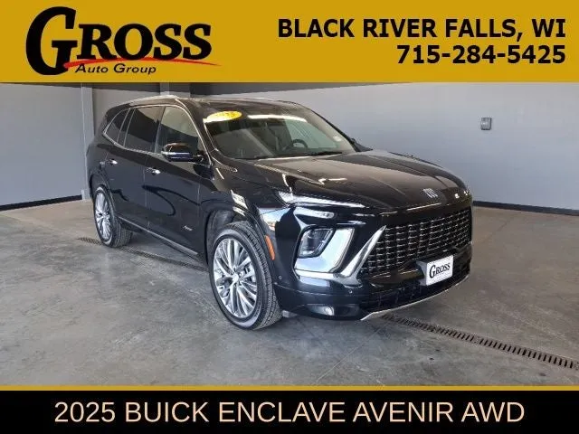 2025 Buick Enclave Avenir in Ebony Twilight Metallic — front three-quarter view