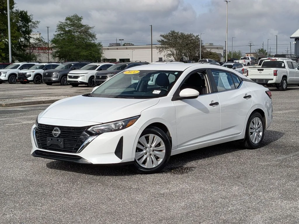 2024 Nissan Sentra S in White — front three-quarter view