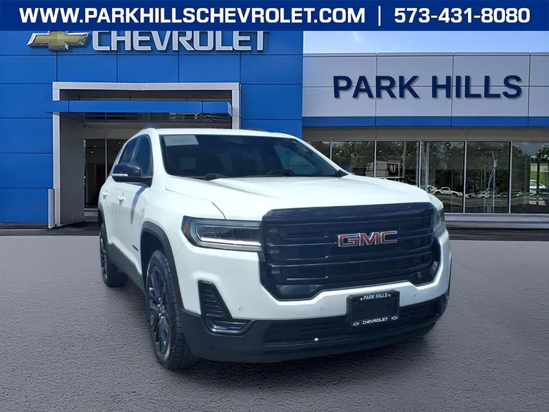 2022 GMC Acadia SLE in Summit White — front three-quarter view