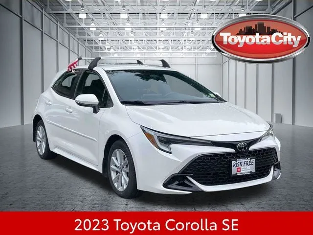 2023 Toyota Corolla Hatchback SE in Ice — front three-quarter view