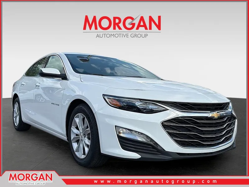 2025 Chevrolet Malibu LT in Summit White — front three-quarter view