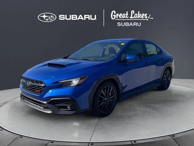 2026 Subaru WRX Premium in Wr Blue Pearl — front three-quarter view