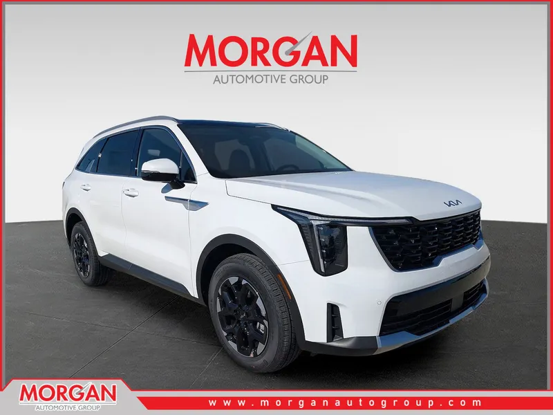 2026 Kia Sorento S in Glacial White Pearl — front three-quarter view