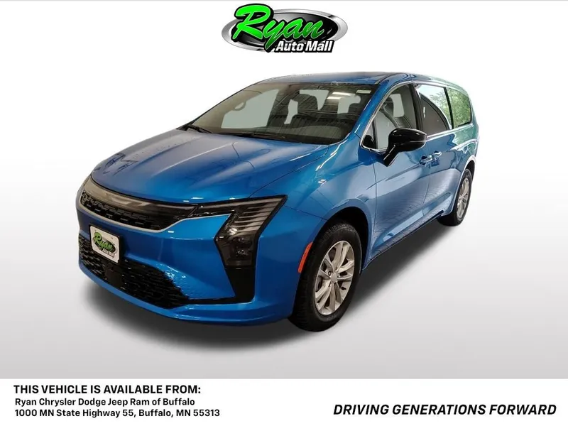 2027 Chrysler Pacifica Select in Blue — front three-quarter view