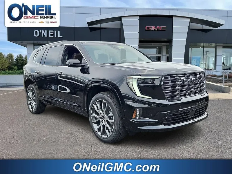 2026 GMC Acadia Denali Ultimate in Ebony Twilight Metallic — front three-quarter view
