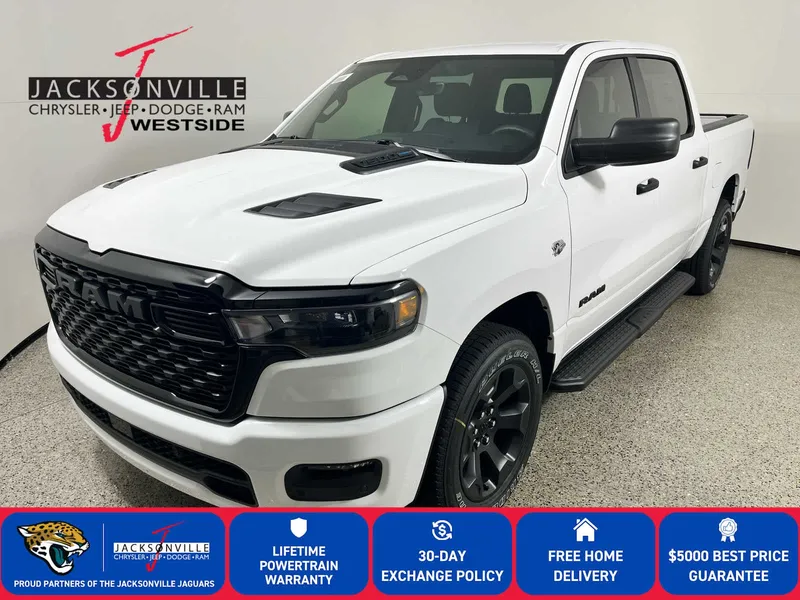 2026 RAM 1500 Express in Bright White Clear-Coat Exterior Paint — front three-quarter view