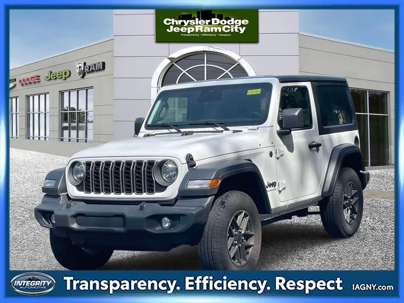 2026 Jeep Wrangler Sport S in Bright White Clearcoat — front three-quarter view