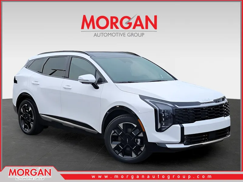 2026 Kia Sportage SX-Prestige in White — front three-quarter view