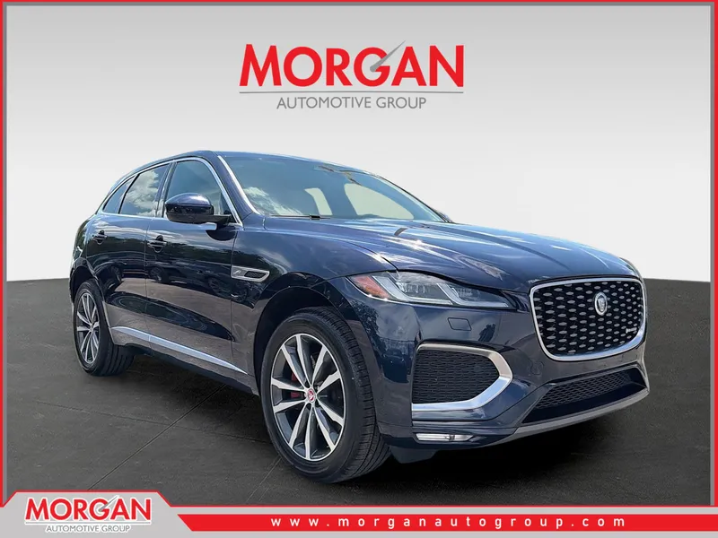 2023 Jaguar F-PACE R-Dynamic S in Portofino Blue — front three-quarter view