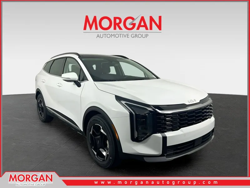 2026 Kia Sportage EX in Glacial White Pearl — front three-quarter view
