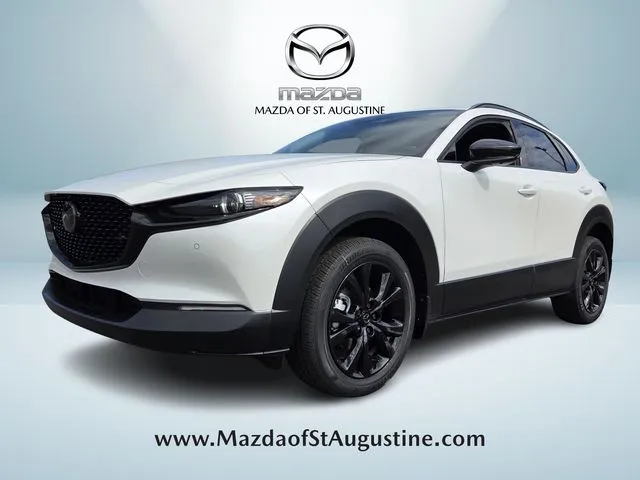 2026 Mazda CX-30 2.5 Turbo Premium Plus in White — front three-quarter view