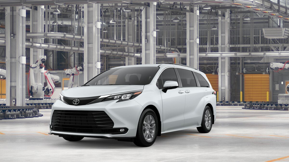 2026 Toyota Sienna XLE in Wind Chill Pearl — front three-quarter view