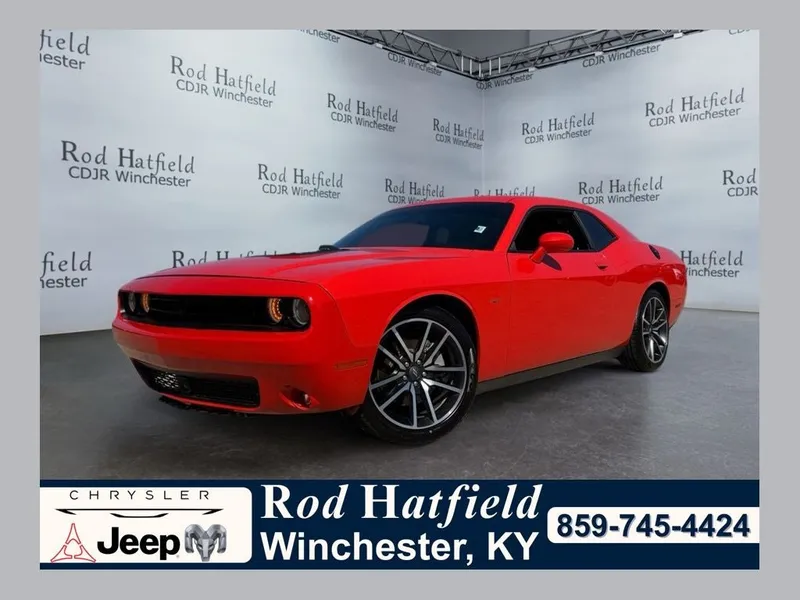2023 Dodge Challenger R/T in Go Mango — front three-quarter view