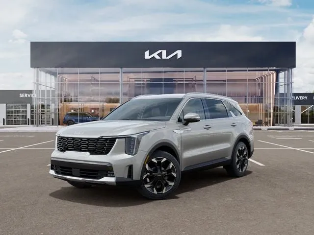 2026 Kia Sorento EX in Ivory Silver — front three-quarter view