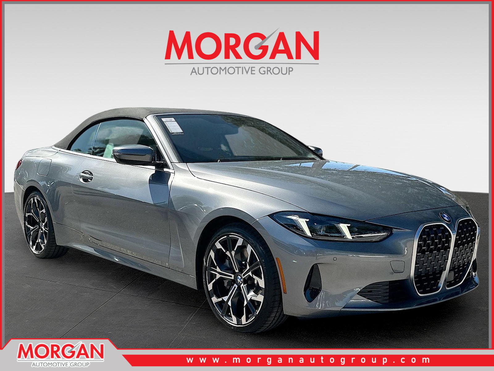 2026 BMW 4 Series 430i in Skyscraper Grey Metallic — front three-quarter view