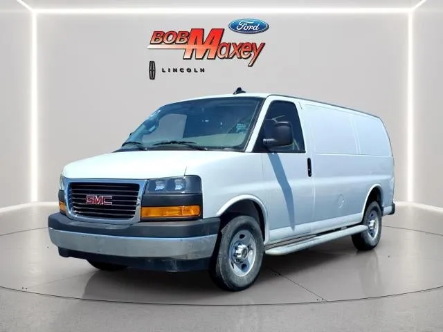 2024 GMC Savana 2500 in Summit White Gaz — front three-quarter view