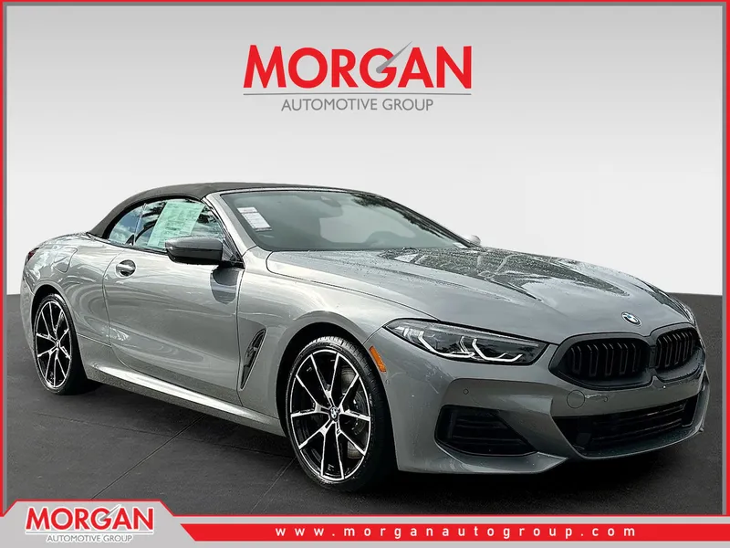 2026 BMW 8 Series 840i in Skyscraper Grey Metallic — front three-quarter view