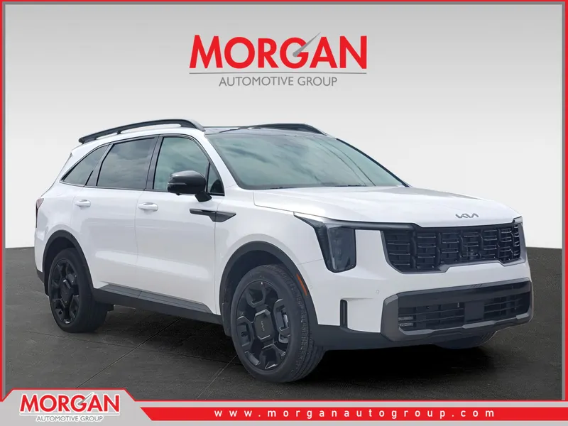 2025 Kia Sorento X-Line SX in Glacial White Pearl — front three-quarter view
