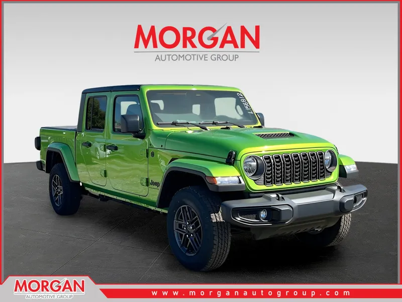 2026 Jeep Gladiator Sport S in Green — front three-quarter view