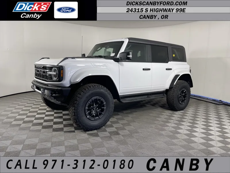 2026 Ford Bronco Raptor in Oxford White — front three-quarter view