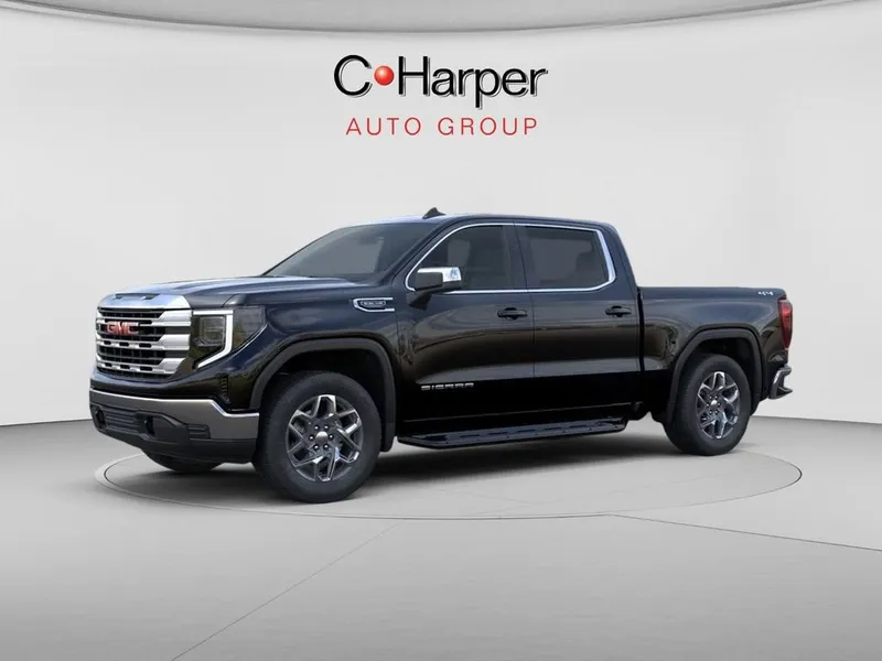 2026 GMC Sierra 1500 SLE in Onyx Black — front three-quarter view