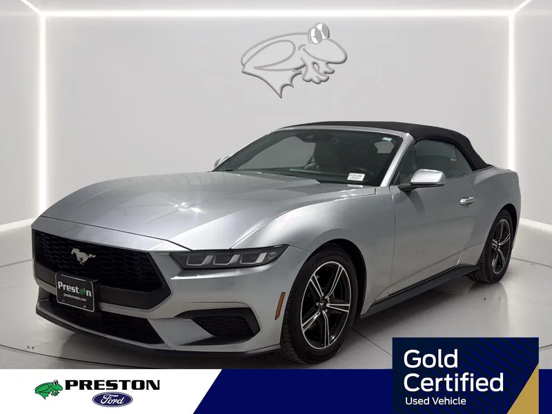 2024 Ford Mustang EcoBoost Premium in Iconic Silver — front three-quarter view