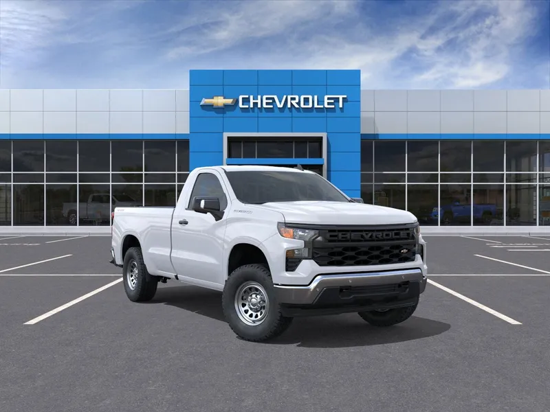 2026 Chevrolet Silverado 1500 WT in Summit White — front three-quarter view