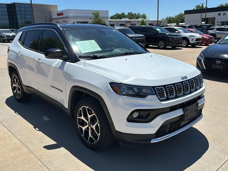 2025 Jeep Compass Limited in Bright White Clearcoat — front three-quarter view