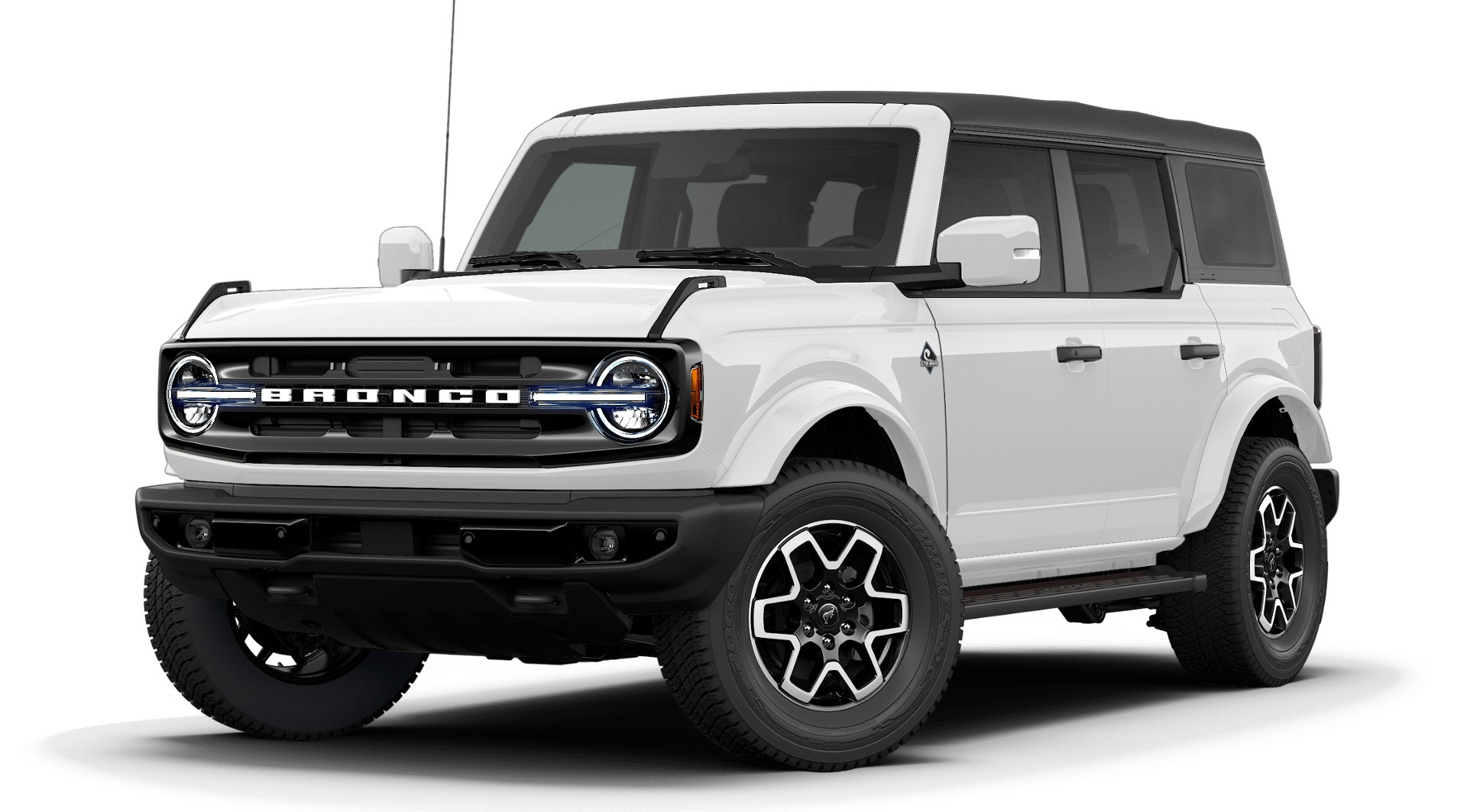 2026 Ford Bronco Outer Banks in Oxford White — front three-quarter view
