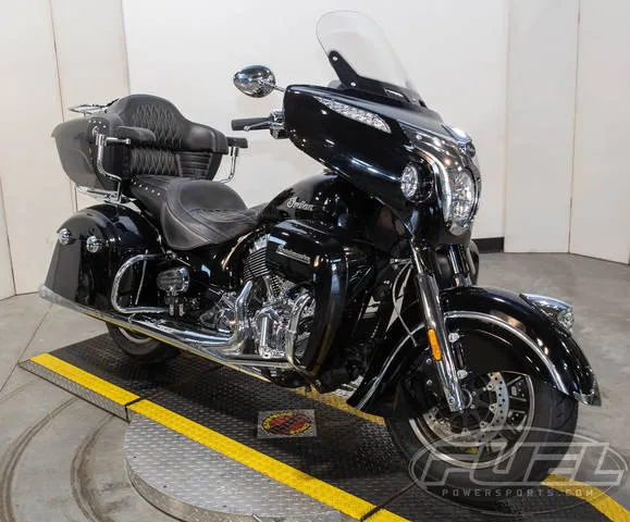 2018 Indian Motorcycle® Roadmaster® ABS Thunder Black — front three-quarter view