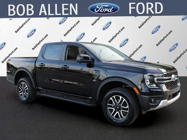 2026 Ford Ranger Lariat in Shadow Black — front three-quarter view