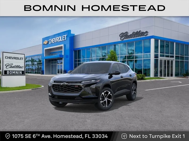 2026 Chevrolet Trax 1RS in Mosaic Black Metallic — front three-quarter view