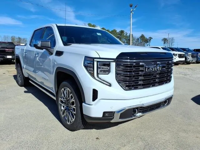 2026 GMC Sierra 1500 Denali Ultimate in Glacier White Tricoat — front three-quarter view