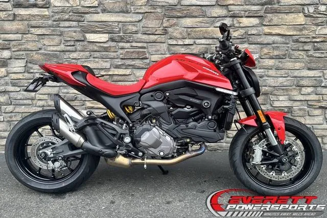 2023 Ducati Monster + Ducati Red — front three-quarter view