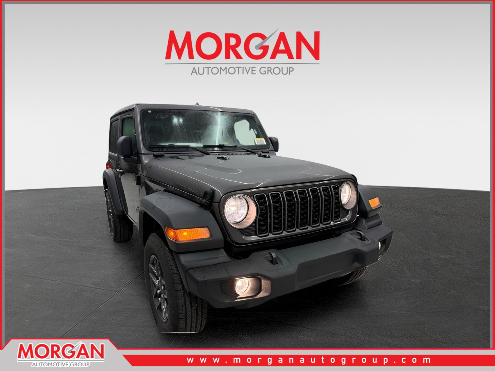 2026 Jeep Wrangler Sport S in Granite Crystal Metallic Clearcoat — front three-quarter view