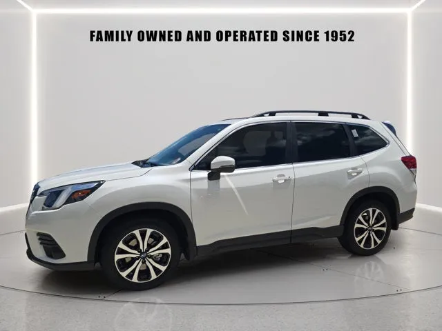 2024 Subaru Forester Limited in Crystal White Pearl — front three-quarter view
