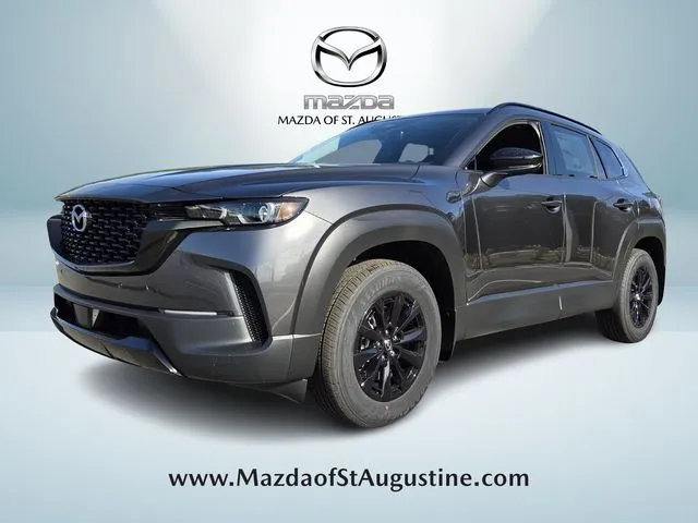 2026 Mazda CX-50 Hybrid Premium in Gray — front three-quarter view