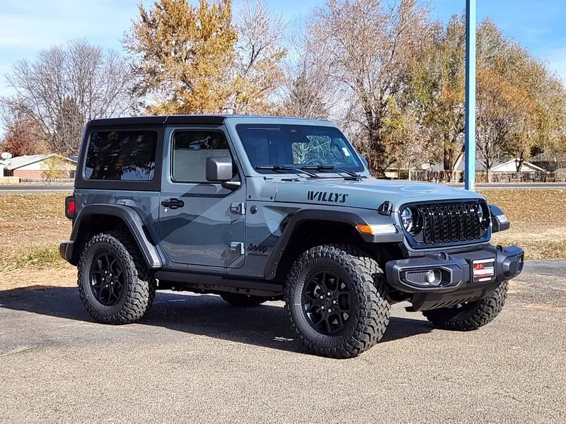 2026 Jeep Wrangler WRANGLER 2-DOOR WILLYS in Anvil Clear-Coat Exterior Paint — front three-quarter view