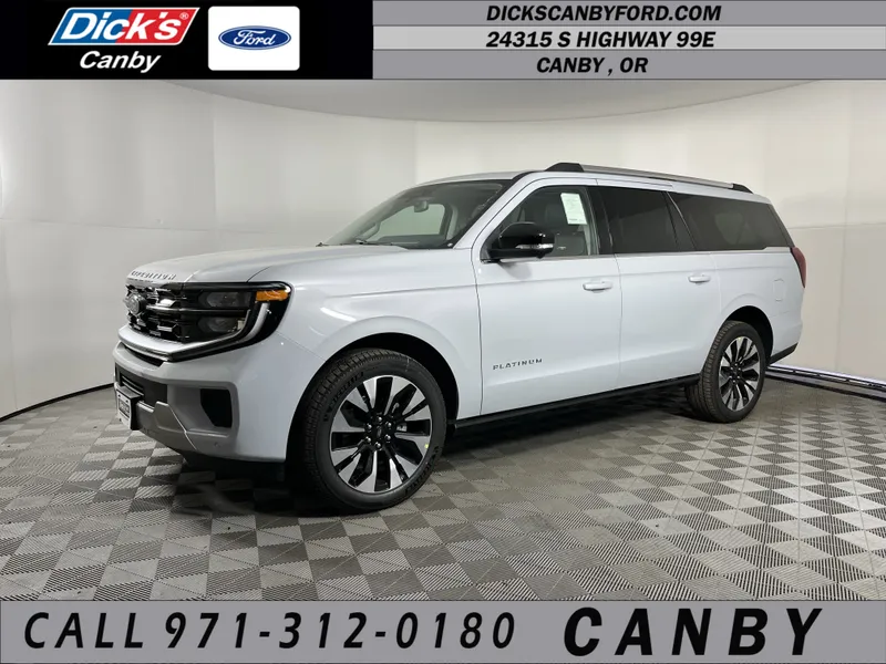 2026 Ford Expedition Max Platinum in Space Silver Metallic — front three-quarter view
