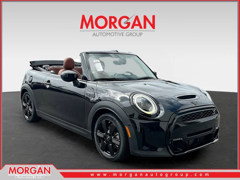 2023 MINI Convertible Cooper S Classic in Midnight Black — front three-quarter view