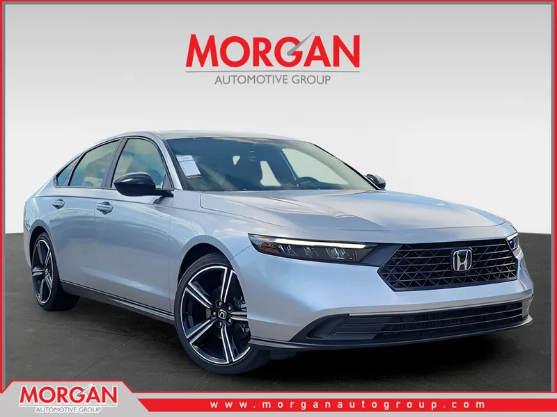 2026 Honda Accord Hybrid Sport in Solar Silver Metallic — front three-quarter view