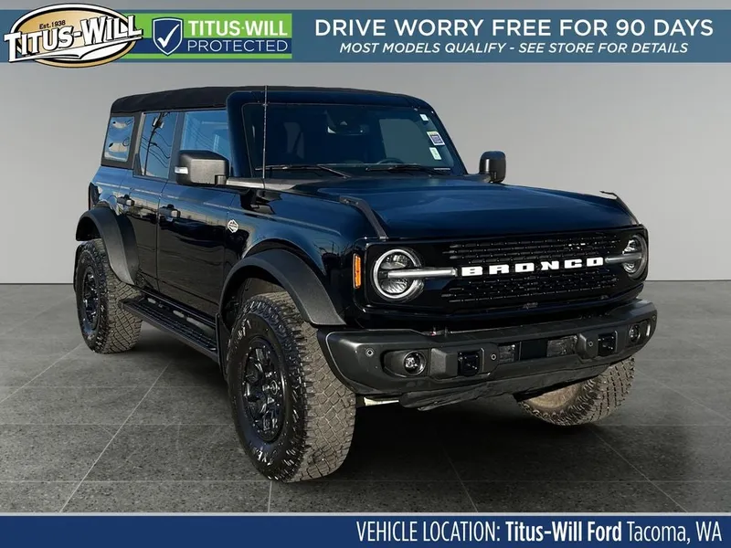 2023 Ford Bronco Wildtrak in Black — front three-quarter view