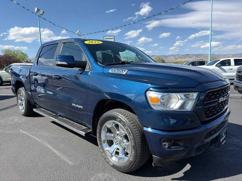 2022 RAM 1500 Big Horn in Blue — front three-quarter view