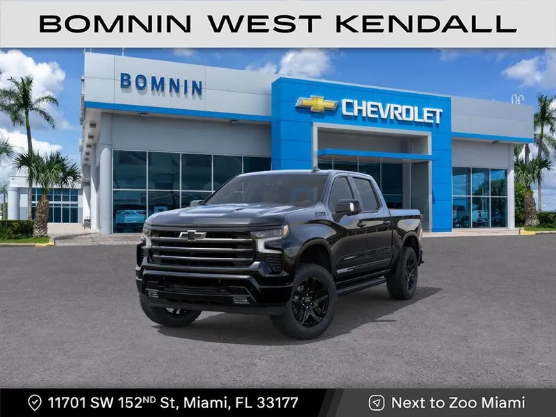 2026 Chevrolet Silverado 1500 High Country in Black — front three-quarter view