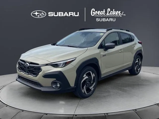 2026 Subaru CROSSTREK Limited Hybrid in Sand Dune Pearl — front three-quarter view