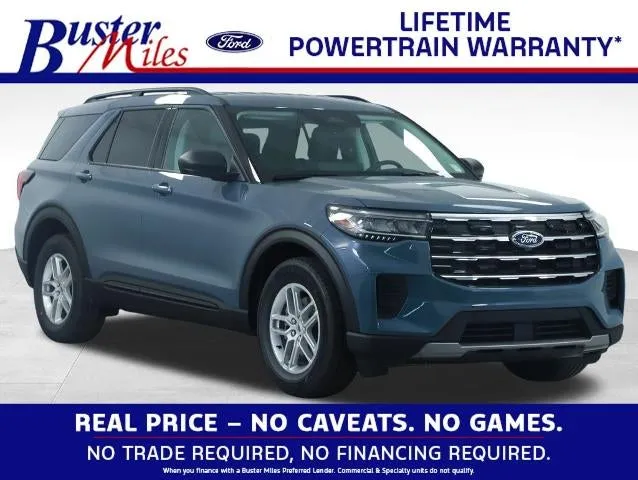2026 Ford Explorer Active in Vapor Blue Metallic — front three-quarter view
